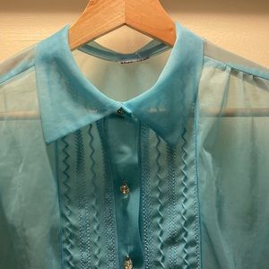 Vintage 40s/50s blue sheer blouse